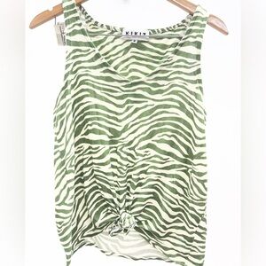 Kikit Green Zebra Pattern Tank Top